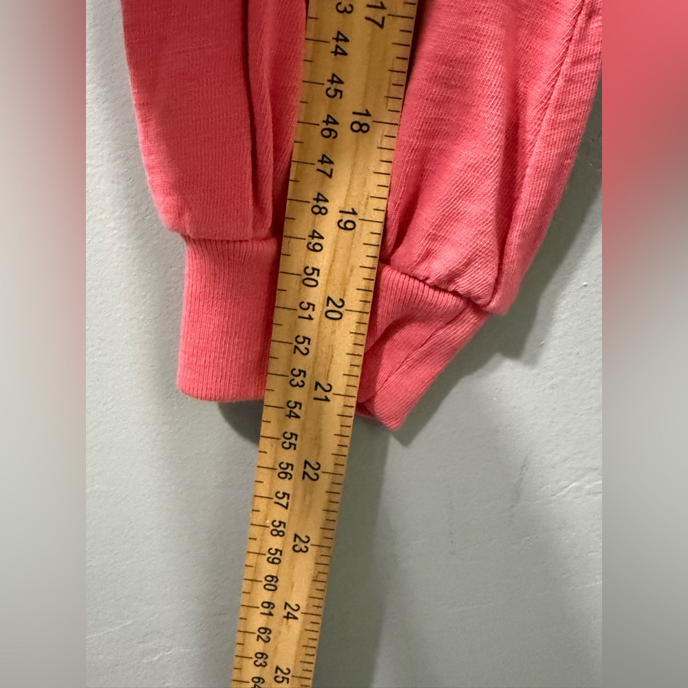 Nation LTD V-Neck Pink Long Sleeve Top Womens XS Cotton Slub Raw Hem Peru - Picture 7 of 7